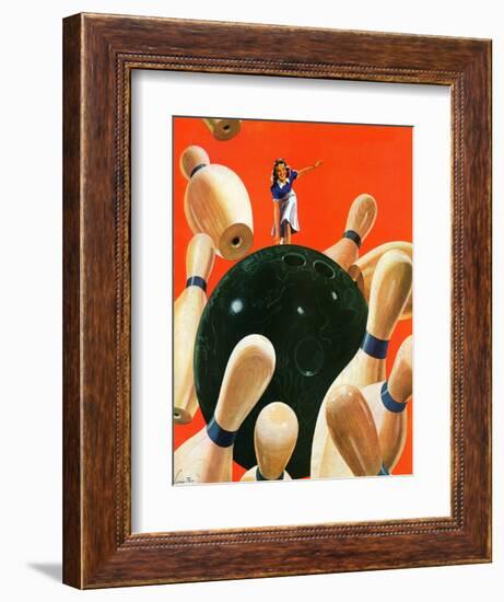 "Bowling Strike," March 15, 1941-Lonie Bee-Framed Giclee Print