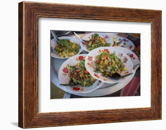 Bowls of Food on Tray, Yangon, Myanmar (Burma)-Merrill Images-Framed Photographic Print