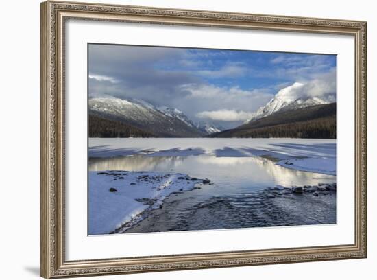 Bowman Lake in Winter, Glacier National Park, Montana, USA-Chuck Haney-Framed Photographic Print