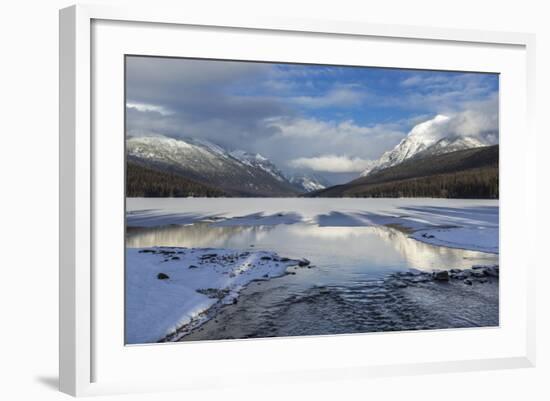 Bowman Lake in Winter, Glacier National Park, Montana, USA-Chuck Haney-Framed Photographic Print