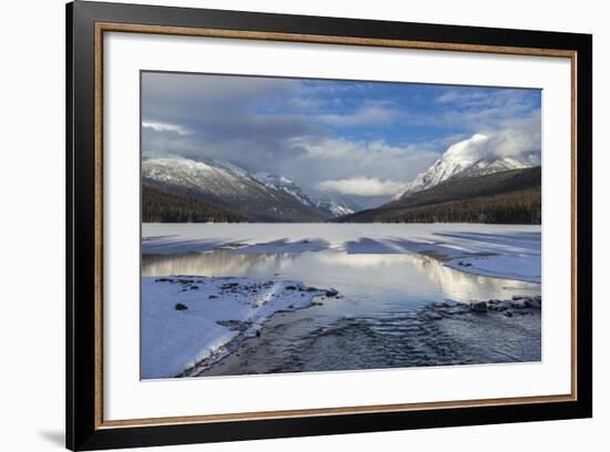 Bowman Lake in Winter, Glacier National Park, Montana, USA-Chuck Haney-Framed Photographic Print