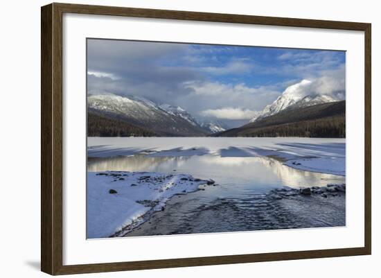 Bowman Lake in Winter, Glacier National Park, Montana, USA-Chuck Haney-Framed Photographic Print