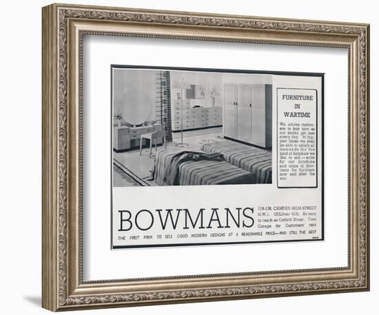 Bowmans advertisement, 1942-Unknown-Framed Photographic Print