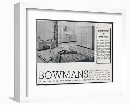 Bowmans advertisement, 1942-Unknown-Framed Photographic Print