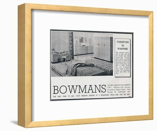 Bowmans advertisement, 1942-Unknown-Framed Photographic Print