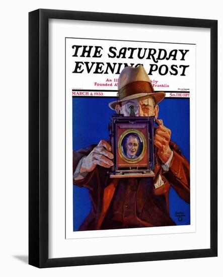 "Box Camera," Saturday Evening Post Cover, March 4, 1933-Charles Hargens-Framed Giclee Print