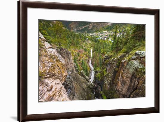 Box Canyon and the town of Ouray, Colorado, USA-Russ Bishop-Framed Premium Photographic Print