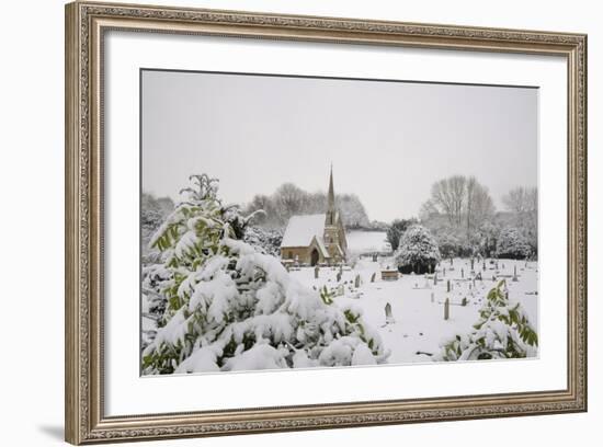 Box Cemetery Chapel after Heavy Snow, Box, Wiltshire, England, United Kingdom, Europe-Nick Upton-Framed Photographic Print