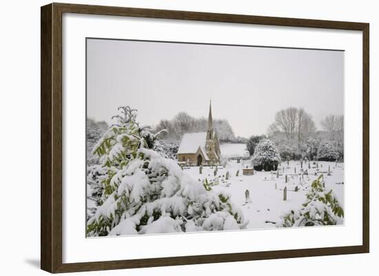 Box Cemetery Chapel after Heavy Snow, Box, Wiltshire, England, United Kingdom, Europe-Nick Upton-Framed Photographic Print