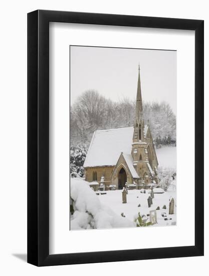 Box Cemetery Chapel after Heavy Snow, Box, Wiltshire, England, United Kingdom, Europe-Nick Upton-Framed Photographic Print