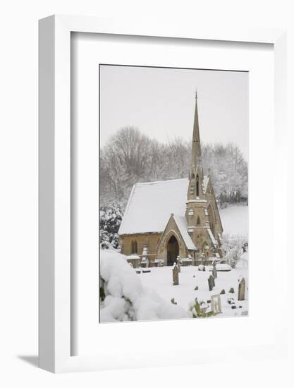 Box Cemetery Chapel after Heavy Snow, Box, Wiltshire, England, United Kingdom, Europe-Nick Upton-Framed Photographic Print