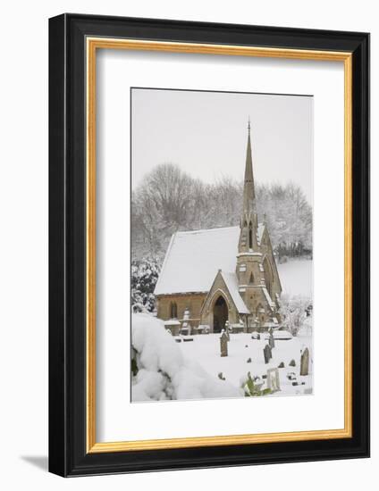 Box Cemetery Chapel after Heavy Snow, Box, Wiltshire, England, United Kingdom, Europe-Nick Upton-Framed Photographic Print