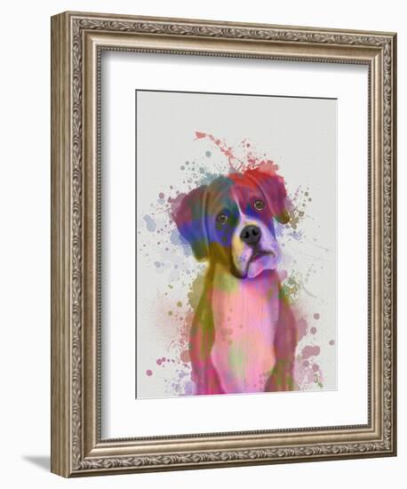 Boxer 1 Portrait Rainbow Splash-Fab Funky-Framed Art Print