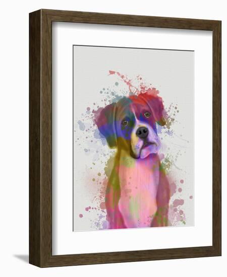 Boxer 1 Portrait Rainbow Splash-Fab Funky-Framed Art Print