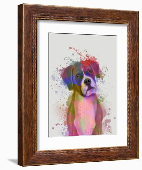 Boxer 1 Portrait Rainbow Splash-Fab Funky-Framed Art Print