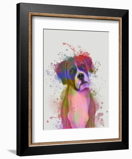 Boxer 1 Portrait Rainbow Splash-Fab Funky-Framed Art Print