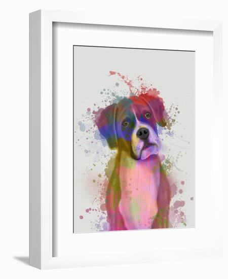 Boxer 1 Portrait Rainbow Splash-Fab Funky-Framed Art Print