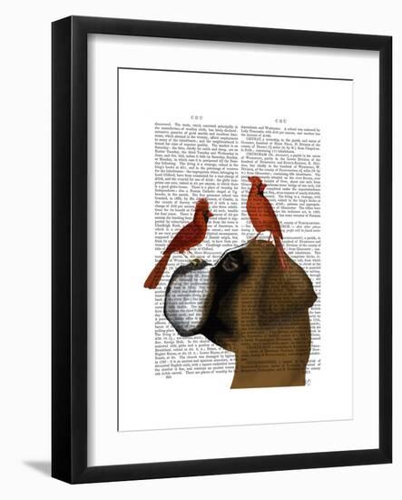 Boxer and Red Cardinals-Fab Funky-Framed Art Print