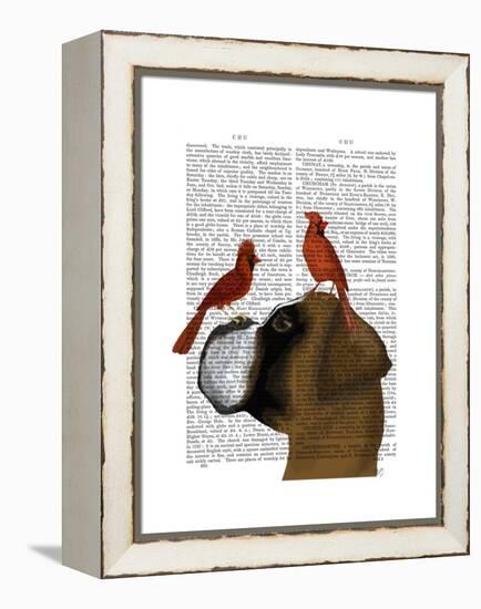 Boxer and Red Cardinals-Fab Funky-Framed Stretched Canvas