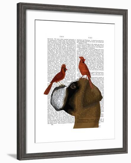 Boxer and Red Cardinals-Fab Funky-Framed Art Print