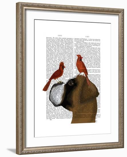 Boxer and Red Cardinals-Fab Funky-Framed Art Print