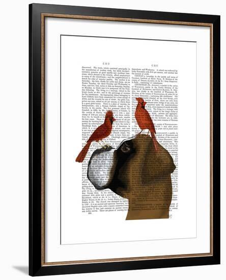 Boxer and Red Cardinals-Fab Funky-Framed Art Print