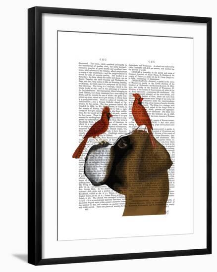 Boxer and Red Cardinals-Fab Funky-Framed Art Print