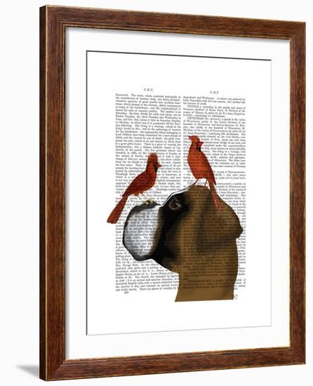 Boxer and Red Cardinals-Fab Funky-Framed Art Print