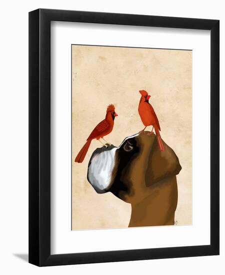 Boxer and Red Cardinals-Fab Funky-Framed Art Print
