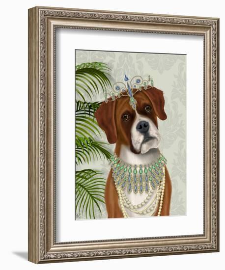 Boxer and Tiara, Portrait-Fab Funky-Framed Art Print