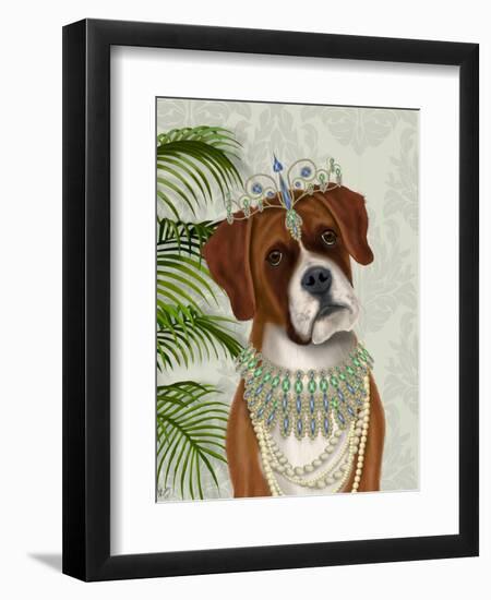 Boxer and Tiara, Portrait-Fab Funky-Framed Art Print