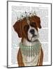 Boxer and Tiara, Portrait-Fab Funky-Mounted Art Print