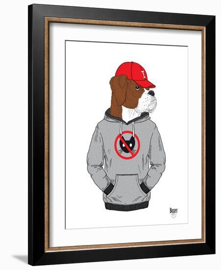 Boxer Dog in City Style-Olga Angellos-Framed Art Print