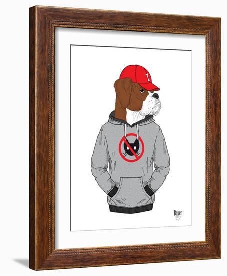 Boxer Dog in City Style-Olga Angellos-Framed Art Print