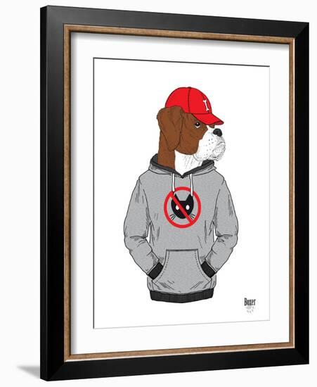 Boxer Dog in City Style-Olga Angellos-Framed Art Print