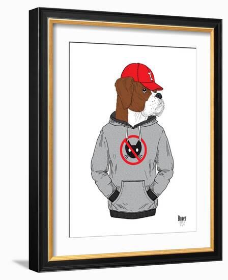 Boxer Dog in City Style-Olga Angellos-Framed Art Print