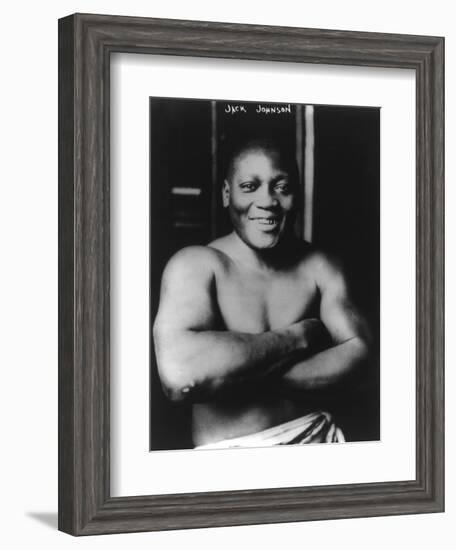 Boxer Jack Johnson Photograph-Lantern Press-Framed Art Print