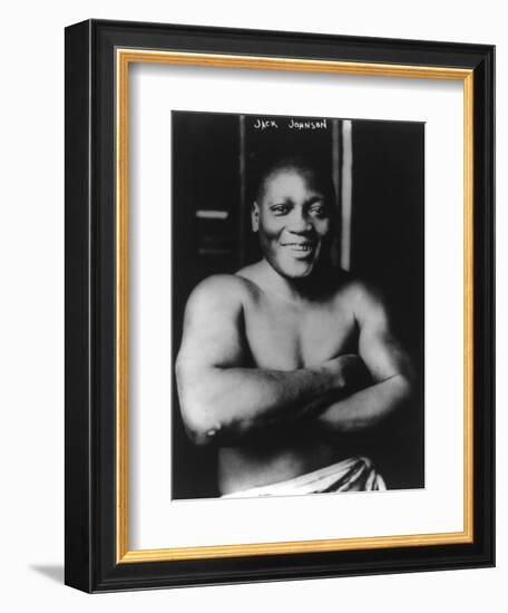 Boxer Jack Johnson Photograph-Lantern Press-Framed Art Print