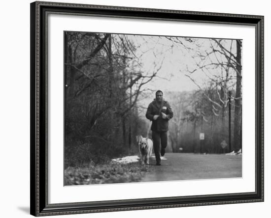 Boxer Joe Frazier Training for a Fight Against Cassius Clay, Aka Muhammad Ali-null-Framed Premium Photographic Print