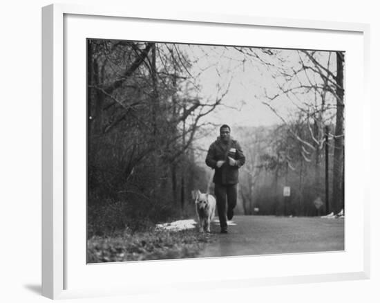 Boxer Joe Frazier Training for a Fight Against Cassius Clay, Aka Muhammad Ali-null-Framed Premium Photographic Print