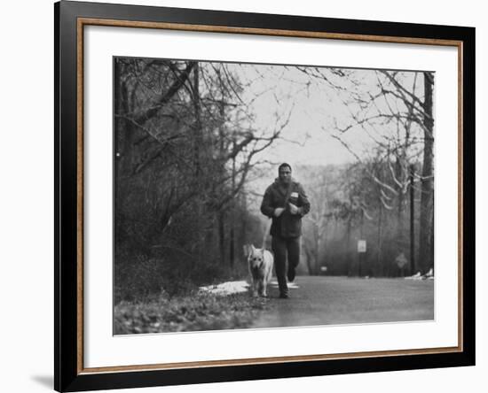 Boxer Joe Frazier Training for a Fight Against Cassius Clay, Aka Muhammad Ali-null-Framed Premium Photographic Print