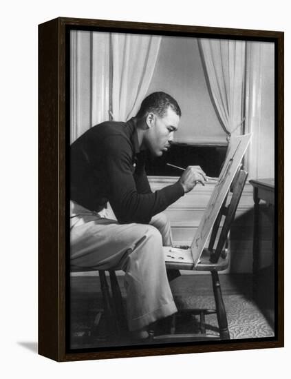 Boxer Joe Louis Painting a Picture for Urban League Guild Exhibit, Sept. 1949-null-Framed Stretched Canvas