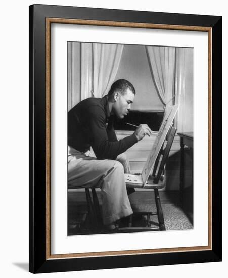 Boxer Joe Louis Painting a Picture for Urban League Guild Exhibit, Sept. 1949-null-Framed Photo