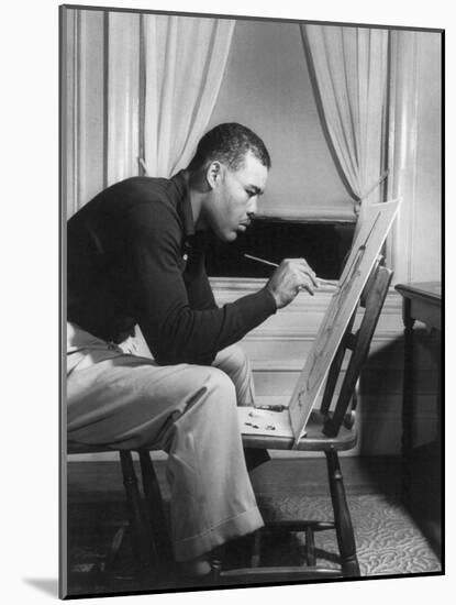 Boxer Joe Louis Painting a Picture for Urban League Guild Exhibit, Sept. 1949-null-Mounted Photo