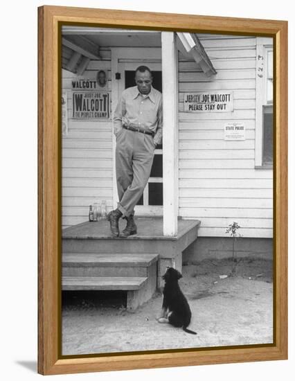 Boxer Joe Walcott Standing Outside Doorway of Building at Training Camp-Tony Linck-Framed Premier Image Canvas