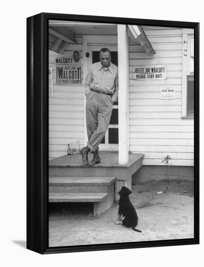 Boxer Joe Walcott Standing Outside Doorway of Building at Training Camp-Tony Linck-Framed Premier Image Canvas