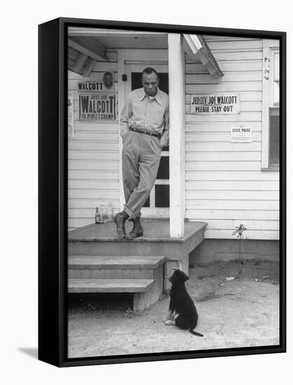 Boxer Joe Walcott Standing Outside Doorway of Building at Training Camp-Tony Linck-Framed Premier Image Canvas