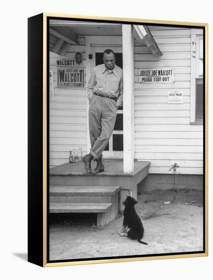 Boxer Joe Walcott Standing Outside Doorway of Building at Training Camp-Tony Linck-Framed Premier Image Canvas