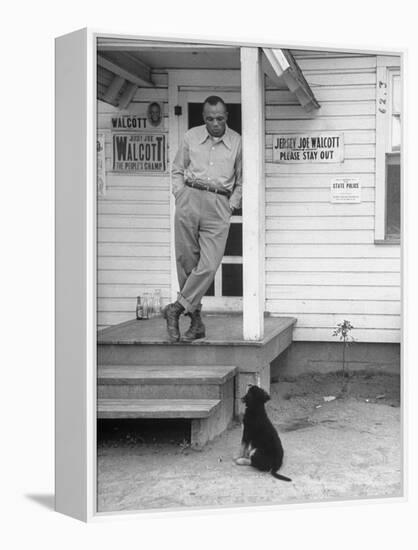 Boxer Joe Walcott Standing Outside Doorway of Building at Training Camp-Tony Linck-Framed Premier Image Canvas