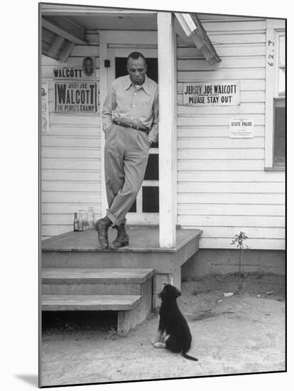 Boxer Joe Walcott Standing Outside Doorway of Building at Training Camp-Tony Linck-Mounted Premium Photographic Print